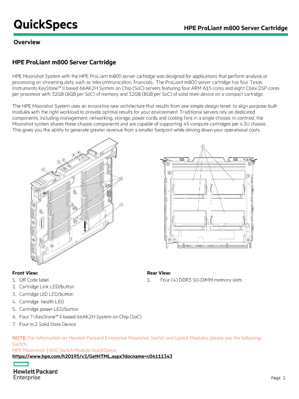 HPE ProLiant m800 Server Cartridge thumbnail