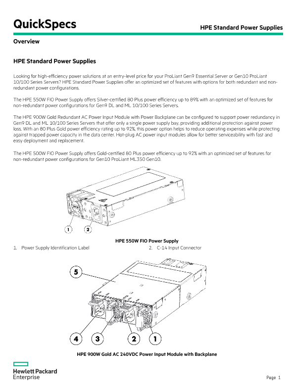 HPE Standard Power Supplies thumbnail