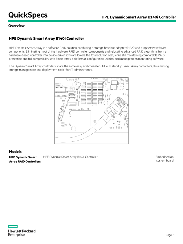 HPE Dynamic Smart Array B140i Controller thumbnail