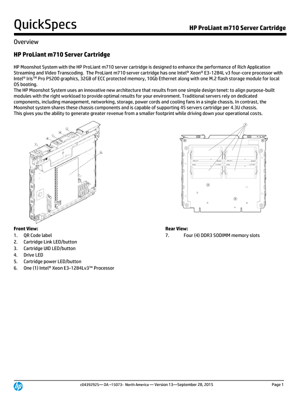 HP ProLiant m710 Server Cartridge – North America version thumbnail