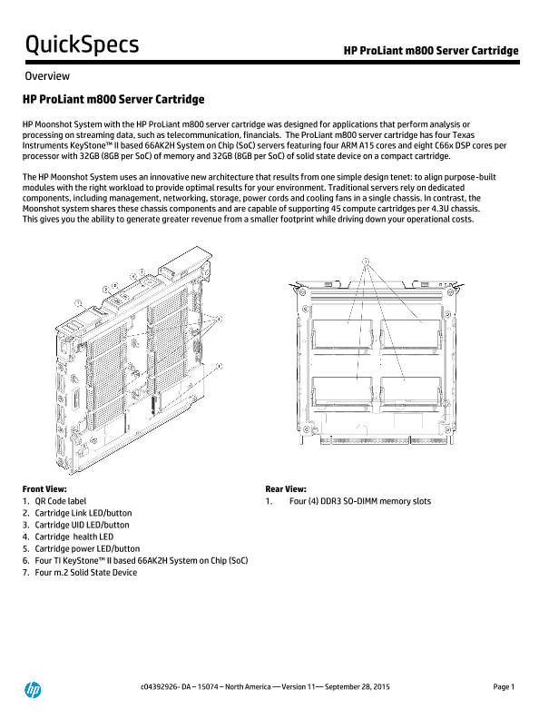 HP ProLiant m800 Server Cartridge – North America version thumbnail