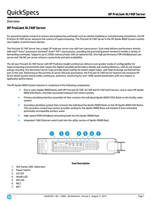 HP ProLiant XL740f Server – North America version thumbnail
