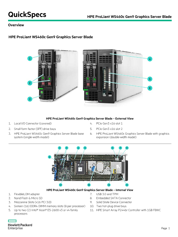 HPE ProLiant WS460c Gen9 Graphics Server Blade thumbnail