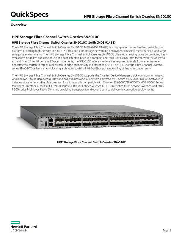 HPE C-series SN6010C Fibre Channel Switch thumbnail