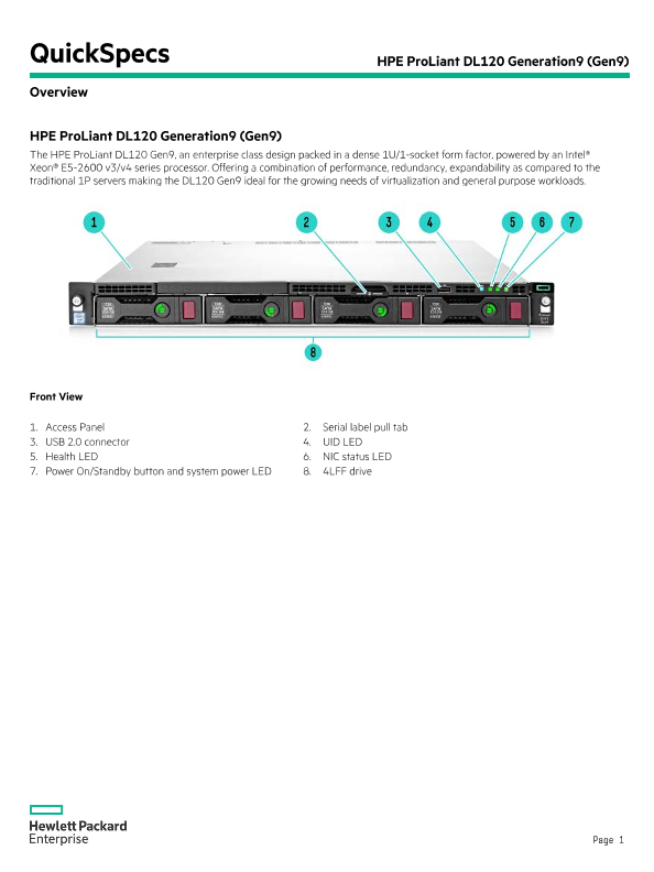 HPE ProLiant DL120 Generation9 (Gen9) – North America version thumbnail