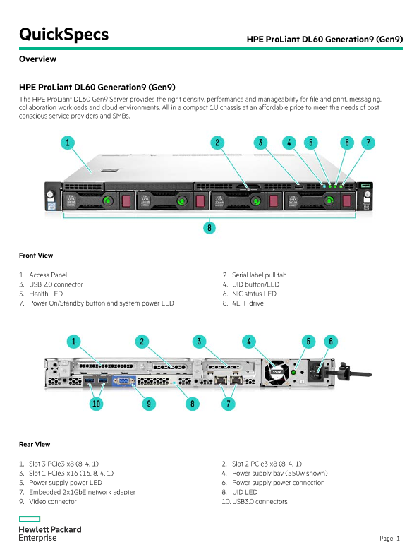 HPE ProLiant DL60 Generation9 (Gen9) thumbnail