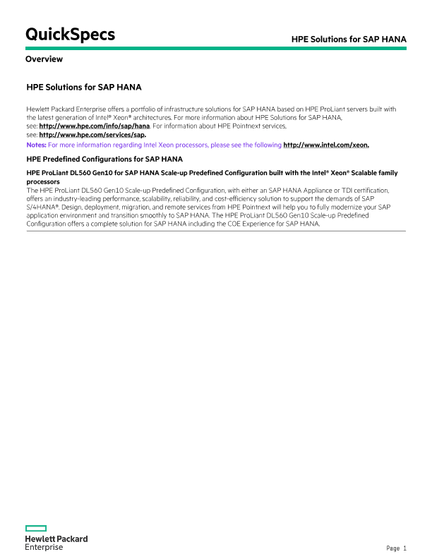 HPE Solutions for SAP HANA thumbnail