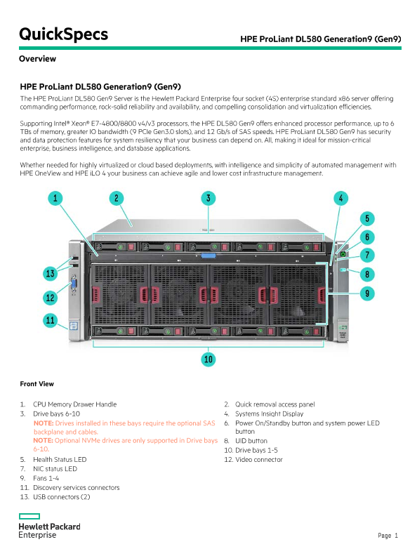 HPE ProLiant DL580 Gen9 – North America version thumbnail