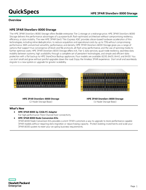 HPE 3PAR StoreServ 8000 Storage thumbnail