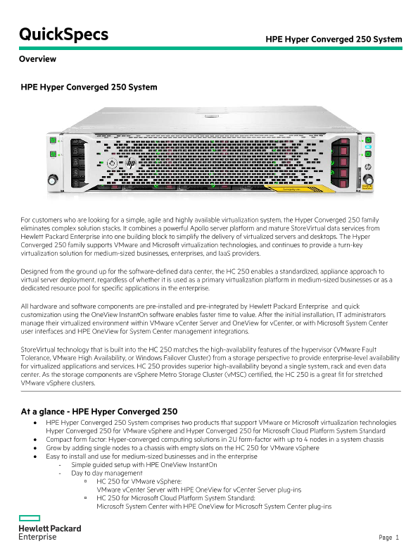 HPE Hyper Converged 250 System thumbnail