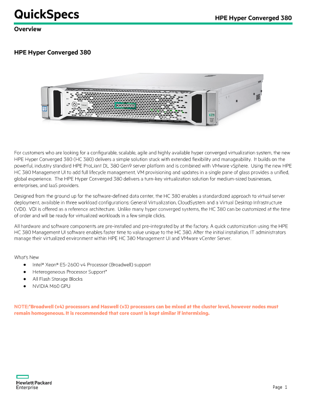 HPE Hyper Converged 380 thumbnail