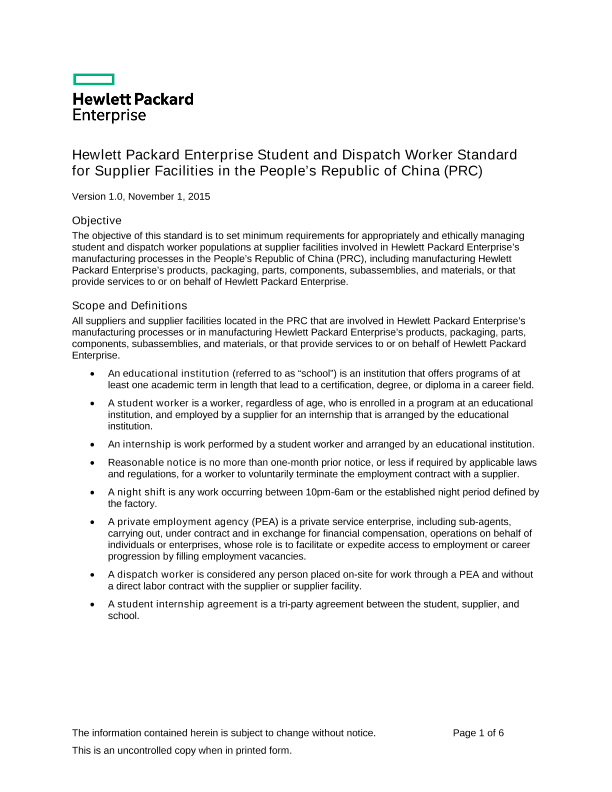 Hewlett Packard Enterprise Student and Dispatch Worker Standard thumbnail