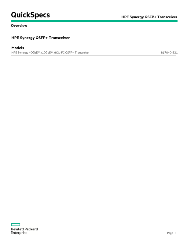 HPE Synergy QSFP +Transceiver thumbnail