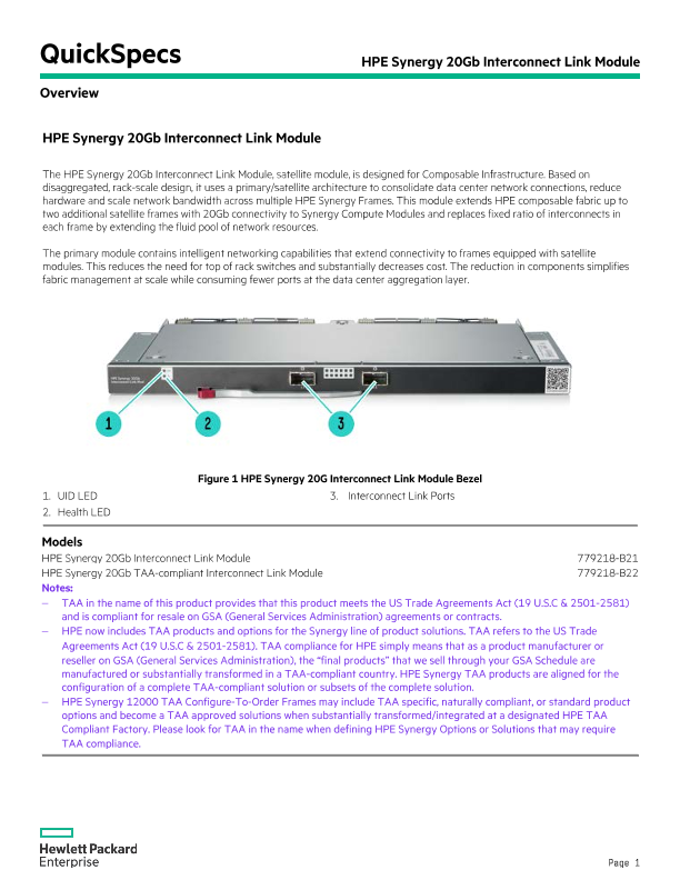 HPE Synergy 20Gb Interconnect Link Module thumbnail