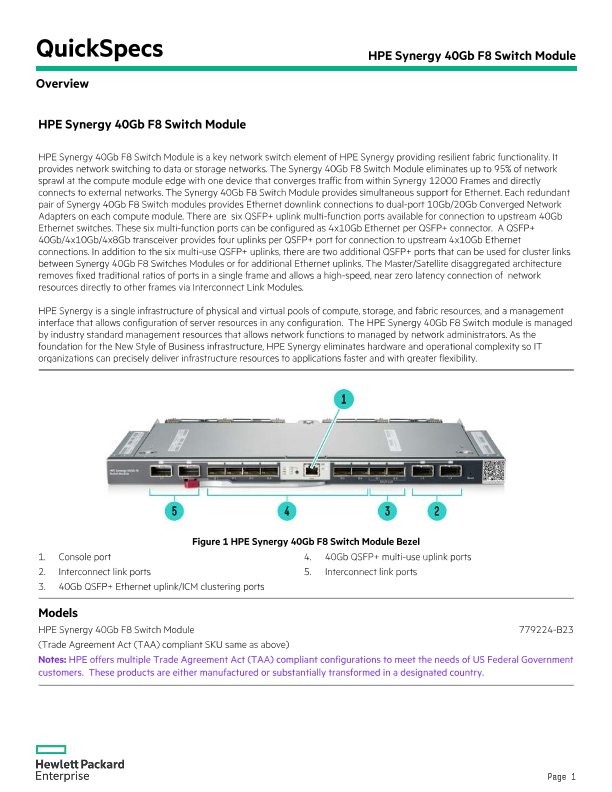 HPE Synergy 40Gb F8 Switch Module thumbnail