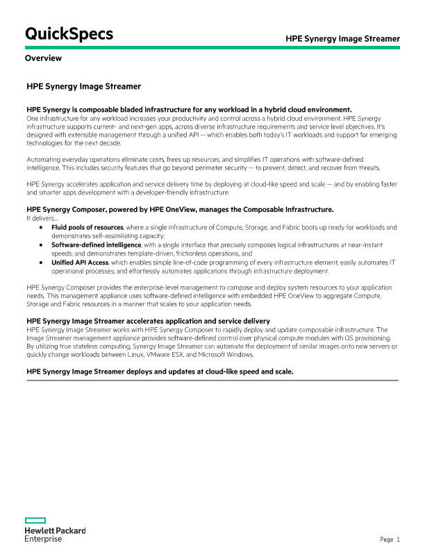 HPE Synergy Image Streamer thumbnail