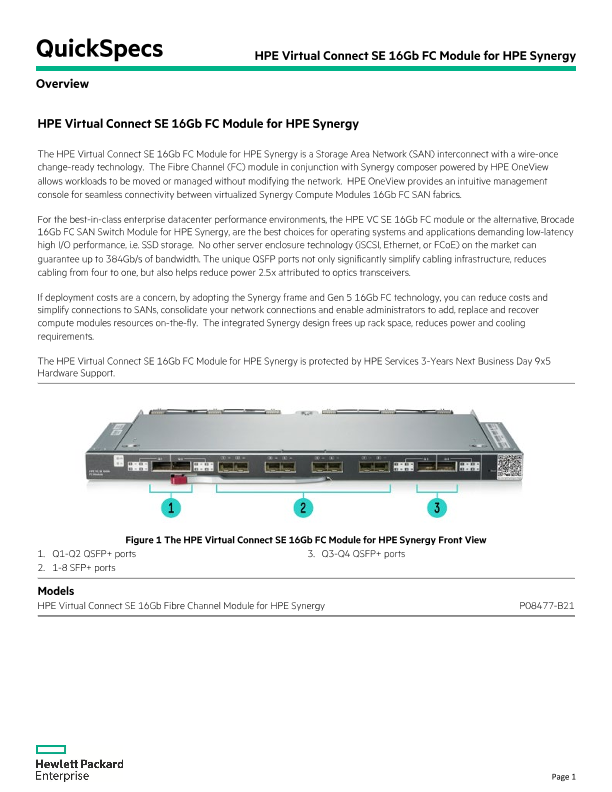 HPE Virtual Connect SE 16Gb FC Module for HPE Synergy thumbnail