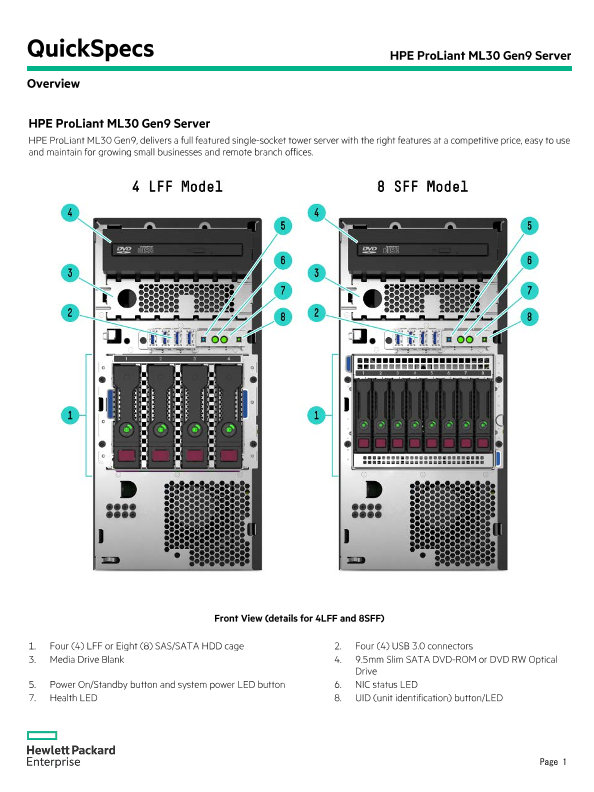 HPE ProLiant ML30 Gen9 Server