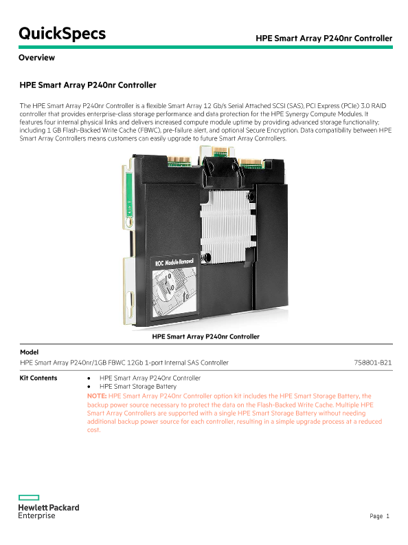 HPE Smart Array P240nr Controller thumbnail