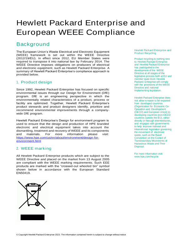 Hewlett Packard Enterprise and European WEEE Compliance thumbnail