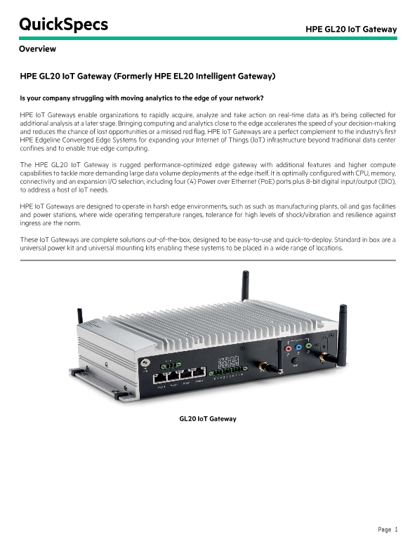 HPE GL20 IoT Gateway Series thumbnail