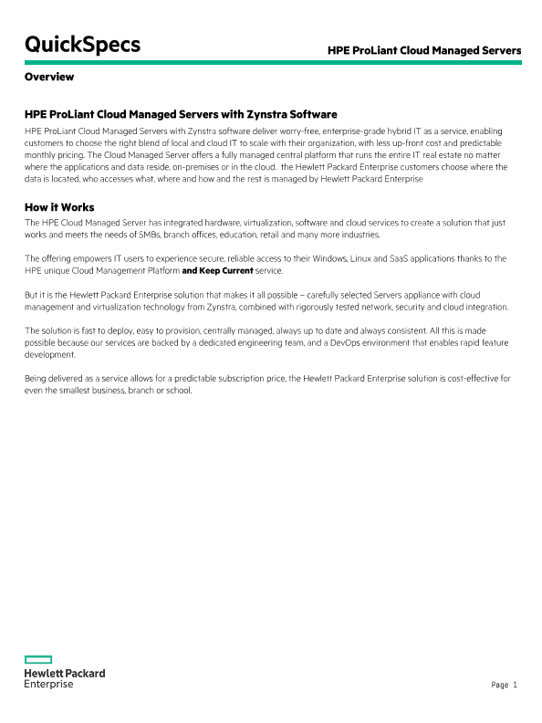 HPE ProLiant Cloud Managed Servers thumbnail