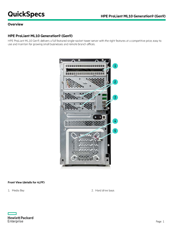 HPE ProLiant ML10 Generation9 (Gen9) thumbnail