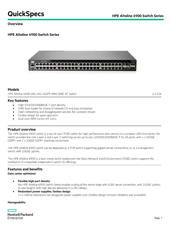HPE Altoline 6900 Switch Series thumbnail