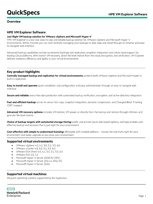 HPE VM Explorer software thumbnail