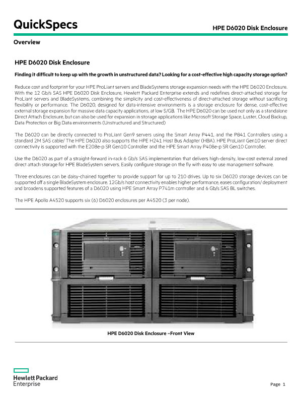 HPE D6020 Disk Enclosure