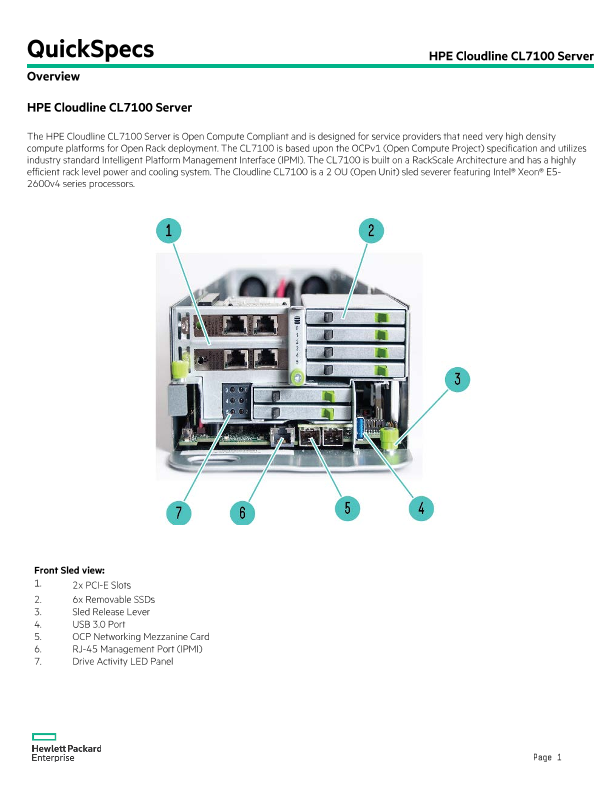 HPE Cloudline CL7100 Server thumbnail
