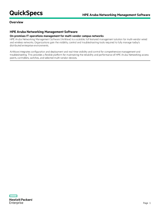 HPE Aruba Networking Management Software thumbnail