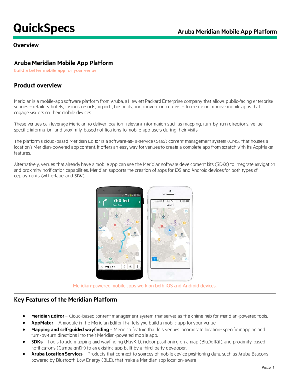 Aruba Meridian Mobile App Platform thumbnail
