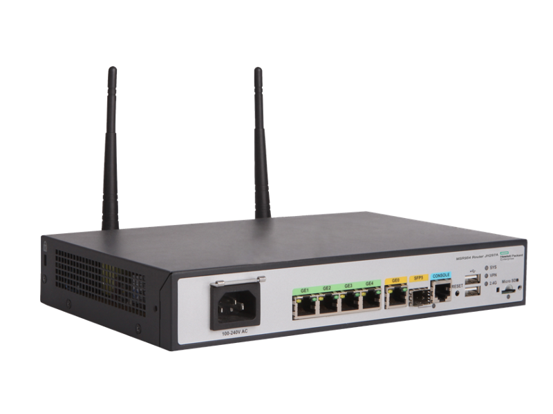 HPE MSR954-W 1GbE SFP (WW) 2GbE-WAN 4GbE-LAN Wireless 802.11n CWv7 Router, JH297A
