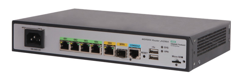 HPE MSR954 1GbE SFP 2GbE-WAN 4GbE-LAN CWv7 Router, JH296A