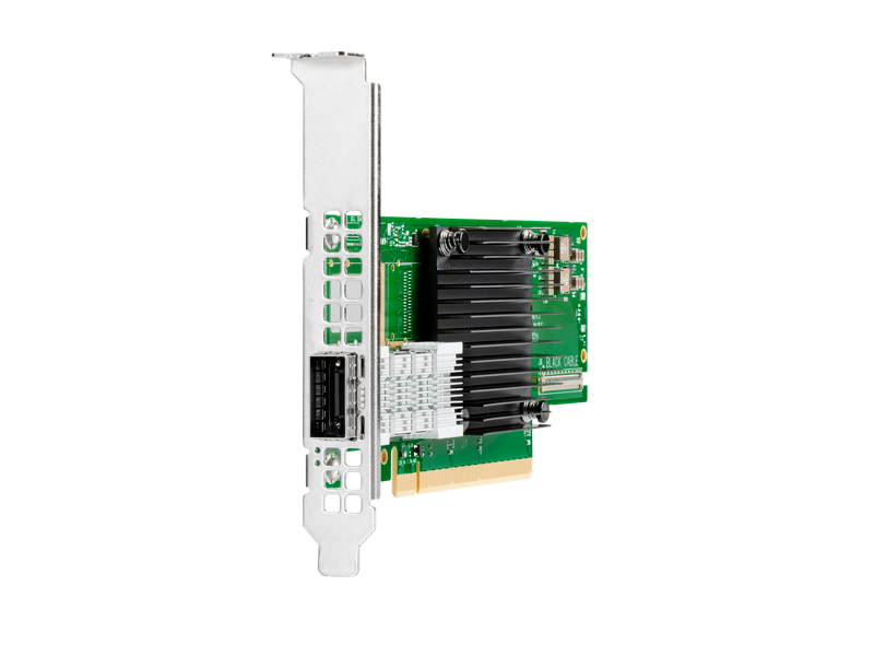 HPE InfiniBand HDR100/Ethernet 100Gb 1ポートQSFP56 MCX653105A-ECAT PCIe 4 x16アダプター Left facing