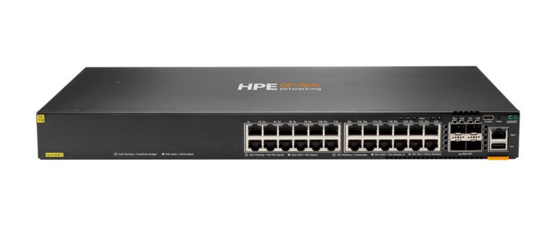 HPE Aruba Networking CX 6300F 24-port 1GbE Class 4 PoE and 4-port SFP56  Switch