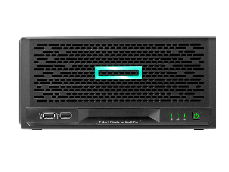 and 4 Large Form Factor LFF Non-hot Plug Drive Bays HPE ProLiant MicroServer Gen10 Plus Server with one Intel Xeon E-2224 Processor 16 GB Memory