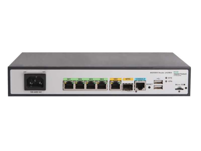 HPE MSR954 1GbE SFP 2GbE-WAN 4GbE-LAN CWv7 Router, JH296A