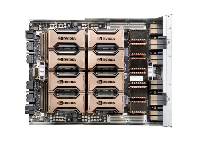 Tiroir HPE XL675d Gen10 Plus avec 10 accélérateurs PCIe double largeur et 16 accélérateurs PCIe simple largeur Top view open