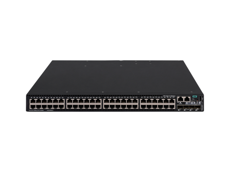 HPE FlexNetwork 5520HI 48G (10/100/1000BASE-T x 48、10G/1GBASE-X SFP+ x 4、拡張スロット x 1、ファントレイ x 2、PSスロットスイッチ x 2) Center facing