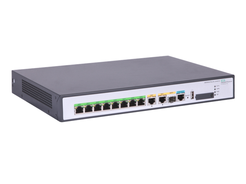 HPE FlexNetwork MSR958 1GbE and Combo 2GbE WAN 8GbE LAN PoE Router, JH301A