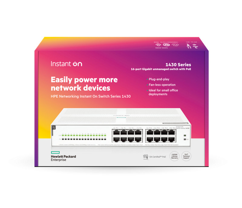 HPE Networking Instant On Switch Series 1430 16-port PoE switch