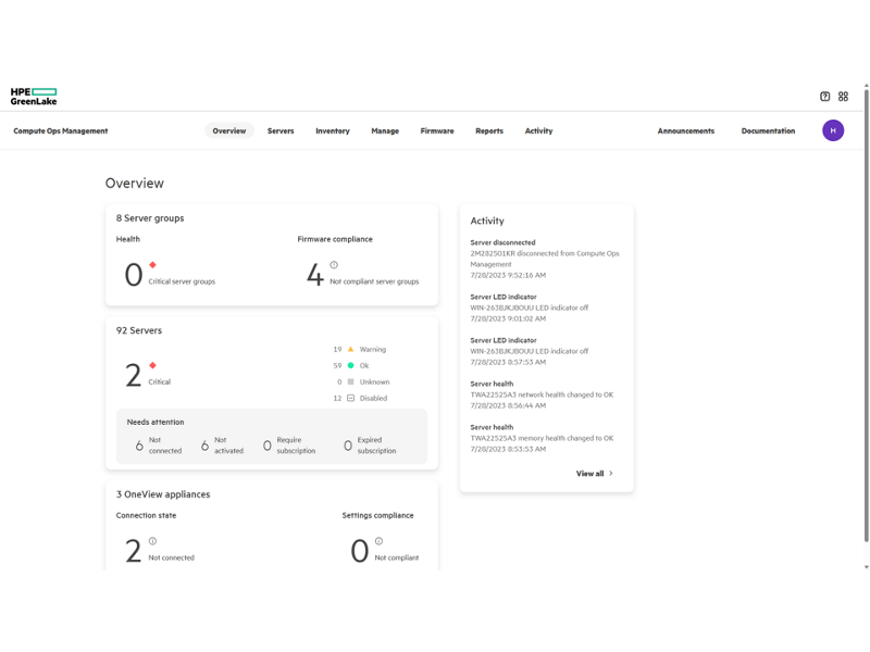 HPE GreenLake for Compute Ops Management - OneView Edition HPE GreenLake for Compute Ops Management - OneView Edition