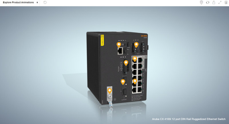 Aruba CX 4100i 12 port DIN Rail Ruggedized Ethernet Switch