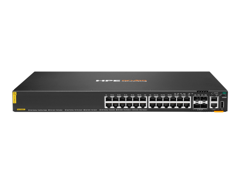 HPE Aruba Networking CX 6200F 24G Class 4 PoE 4SFP+ 370W Switch