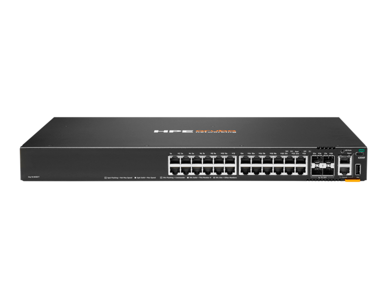 HPE Aruba Networking CX 6200F 24G 4SFPスイッチ Center facing