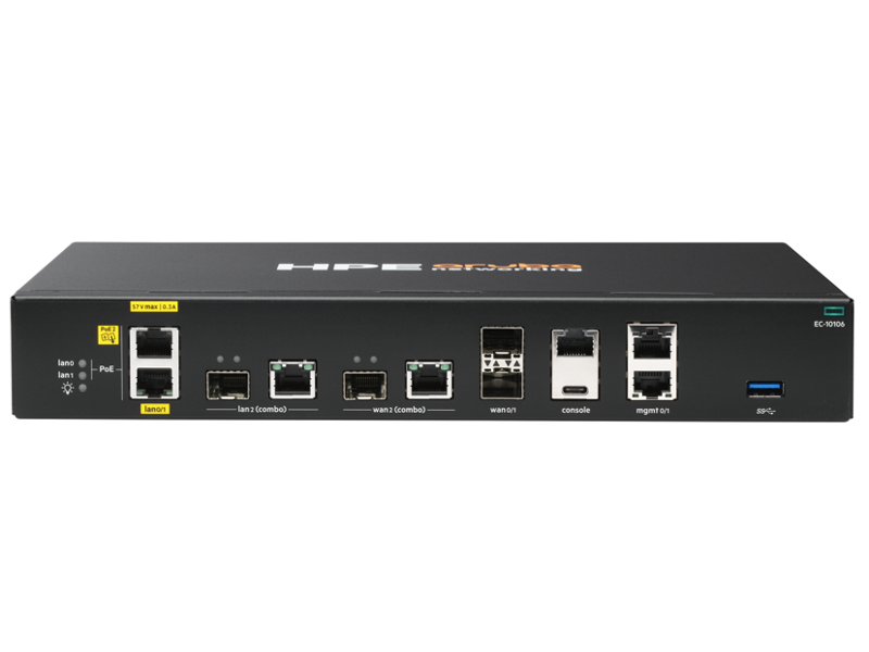Aruba EdgeConnect 10106 2x combo 1G 2x RJ45 PoE+ 1G 2x SFP 1G SD-WAN Gateway