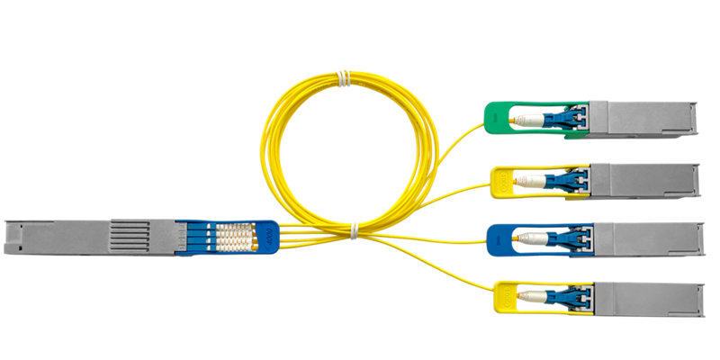 HPE Aruba Networking 4x100G LR QSFP-DD SN 10km SMF Transceiver, SN to LC cable