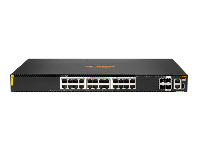 HPE Aruba Networking 6300L 24p Smart Rate 1G/2.5G/5G/10G Class6 PoE 2p 50G and 2p 25G L2 Switch, Aruba Networking